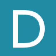 Bright teal square with a capital d in white in the middle