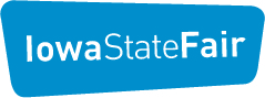 Logo. blue rectange with rounded corners with text that reads "Iowa State Fair"