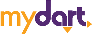 dart logo. text that reads "my dart" with an arrow pointing to the left and down. 