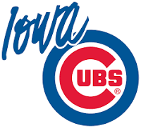 logo. Circle with a big "C" with "ubs" inside it to spell "cubs" Cursive "Iowa" is written on top of the circle.